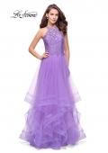 Picture of: Long Prom Ball Gown with Tulle Overlay and Beaded Top in Wisteria, Style: 25671, Detail Picture 2