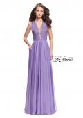 Picture of: Long A-line Dress with Chiffon Skirt and Strappy Details in Wisteria, Style: 25487, Detail Picture 2