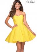 Picture of: Short Lace Strapless Party Dress with Rhinestones in Yellow, Style: 27334, Detail Picture 2