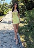 Picture of: Sheer Sparkle Corset Mini Dress in Yellow, Style: 33234, Detail Picture 3