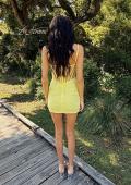 Picture of: Sheer Sparkle Corset Mini Dress in Yellow, Style: 33234, Detail Picture 4