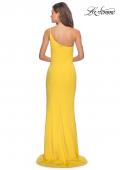 Picture of: One Shoulder Long Jersey Homecoming Dress in Yellow, Style: 28176, Detail Picture 5