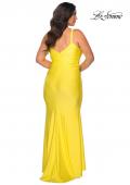 Picture of: Long Ruched Plus Size Jersey Prom Dress in Yellow, Style: 29005, Detail Picture 4