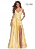 Picture of: A-line Gown with Double Rhinestone Belt Detail in Yellow, Style: 28385, Main Picture