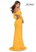 Picture of: Off the Shoulder Long Sleeve Jersey Prom Dress in Yellow, Style: 28754, Main Picture