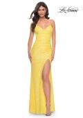 Picture of: Stretch Sequin Fitted Prom Dress with Open Back in Yellow, Style: 32330, Main Picture