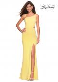 Picture of: Asymmetrical Jersey Prom Dress with Cut Outs in Yellow, Style: 27126, Detail Picture 8