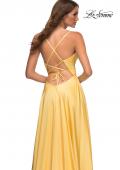 Picture of: Bright Satin Gown with Criss-Cross Ruched Top in Yellow, Style: 30662, Detail Picture 8