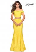 Picture of: Lace Two Piece Off the Shoulder Dress with Rhinestones in Yellow, Style: 27443, Detail Picture 9