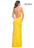 Picture of: One Shoulder Long Lace Prom Dress with Open Back in Yellow, Style: 30441, Detail Picture 9