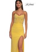 Picture of: Sparkling Long Prom Dress with Rhinestones and Ruching in Yellow , Style: 32578, Detail Picture 9