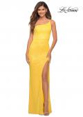 Picture of: Bright Simple One Shoulder Long Sequin Evening Gown in Yellow, Detail Picture 10