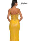 Picture of: Gorgeous Metallic Prom Dress with Ruching and Illusion Back in Yellow, Style: 33034, Detail Picture 10