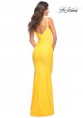 Picture of: Soft Jersey Ruched Dress with Draped Neckline in Yellow, Style: 30626, Detail Picture 12