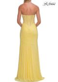 Picture of: Strapless Rhinestone Corset Gown with Sweetheart Neckline and High Slit in Yellow, Style: 33304, Detail Picture 13