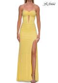 Picture of: Strapless Rhinestone Gown with Keyhole Cutout and Corset Back in Yellow, Style: 33354, Detail Picture 13