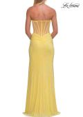 Picture of: Strapless Rhinestone Gown with Keyhole Cutout and Corset Back in Yellow, Style: 33354, Detail Picture 14