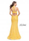 Picture of: Strapless Beaded Lace Mermaid Dress with T Back in Yellow, Style: 26261, Back Picture