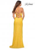 Picture of: Open Back Warp Style Sequin Dress in Bright Colors in Yellow, Back Picture