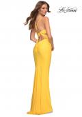 Picture of: Long Jersey Gown with Front and Side Cut Outs in Yellow, Style: 30640, Back Picture