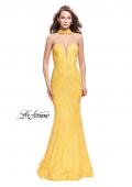 Picture of: Strapless Beaded Lace Mermaid Dress with T Back in Yellow, Style: 26261, Detail Picture 1