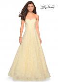 Picture of: Strapless A-Line Gown with Floral Embroidery in Yellow, Style: 27746, Detail Picture 1