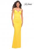 Picture of: Bright Stunning Luxe Jersey Dress with Deep V Neckline in Yellow, Style: 30627, Detail Picture 1