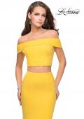 Picture of: Form Fitting Off the Shoulder Jersey Mermaid Dress in Yellow, Style: 25578, Detail Picture 2