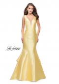 Picture of: Low Scoop Mermaid Prom Dress with Tiered Detail in Yellow, Style: 26046, Detail Picture 2