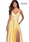 Picture of: A-line Gown with Double Rhinestone Belt Detail in Yellow, Style: 28385, Detail Picture 2