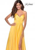 Picture of: Elegant Satin Prom Gown with Empire Waist in Yellow, Style: 28571, Detail Picture 2