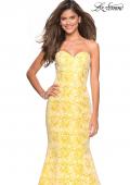 Picture of: Floral Strapless Floor Length Mermaid Prom Gown in Yellow, Style: 26975, Detail Picture 3
