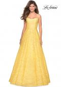 Picture of: Long Lace Organza Sweetheart Neckline Gown in Yellow, Style: 27190, Detail Picture 3