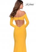 Picture of: Off the Shoulder Long Sleeve Jersey Prom Dress in Yellow, Style: 28754, Detail Picture 3