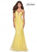 Picture of: Mermaid Tulle Gown with Floral Lace and Rhinestones in Yellow, Style: 28768, Detail Picture 3