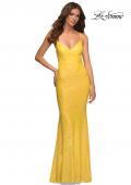 Picture of: Sequin Long Prom Dress in Vibrant Bright Colors in Yellow, Style: 30622, Detail Picture 3