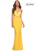Picture of: Long Jersey Gown with Front and Side Cut Outs in Yellow, Style: 30640, Detail Picture 3