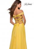 Picture of: Off the Shoulder Chiffon Gown with Plunging Neckline in Yellow, Style: 28546, Detail Picture 4