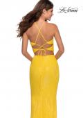 Picture of: Two Piece Sequin Prom Dress with Pyramid Top in Yellow, Style: 28623, Detail Picture 4
