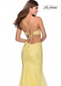 Picture of: Mermaid Tulle Gown with Floral Lace and Rhinestones in Yellow, Style: 28768, Detail Picture 4