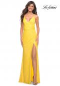 Picture of: Vibrant Wrap Style Sequin Dress with Slit in Yellow, Style: 30620, Detail Picture 4