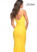 Picture of: Soft Jersey Ruched Dress with Draped Neckline in Yellow, Style: 30626, Detail Picture 4