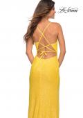 Picture of: Open Back Warp Style Sequin Dress in Bright Colors in Yellow, Detail Picture 4