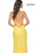 Picture of: Stretch Sequin Fitted Prom Dress with Open Back in Yellow, Style: 32330, Detail Picture 4