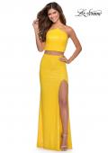 Picture of: Two Piece Sequin Prom Dress with Pyramid Top in Yellow, Style: 28623, Detail Picture 6