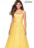 Picture of: Long Lace Organza Sweetheart Neckline Gown in Yellow, Style: 27190, Detail Picture 7