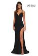 Picture of: Fitted Jersey Prom Dress with High Side Slit in Black, Style: 33080, Main Picture