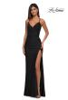 Picture of: Simple Prom Dress with Side Ruching and Lace Up Back in Black, Style: 33103, Main Picture