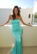 Picture of: Strapless Satin Gown with Fitted Silhouette in Mint, Style: 33546, Detail Picture 1