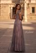 Picture of: Tulle Evening Gown with Embroidery and Cap Sleeves, Style: 23449, Back Picture